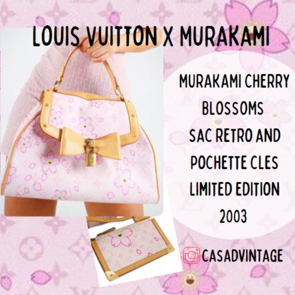 Louis Vuitton Monogram Cherry Blossom Sac Retro PM Pink with Pochette Key Cles!